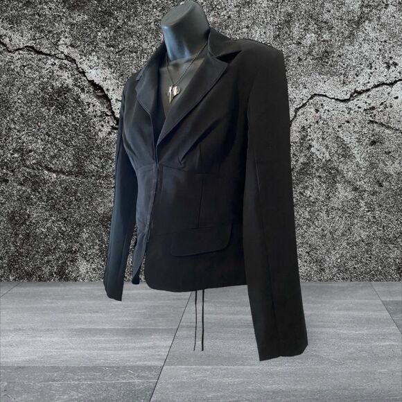 Black Corset style blazer NWOT by AZIZ lace up back sophisticated style size M. - Picture 4 of 8